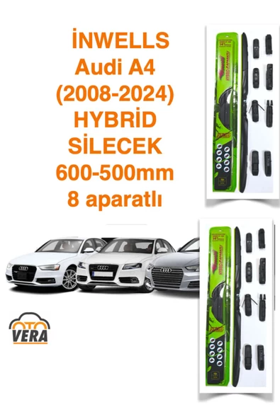 Inwells Audi A4  (2008-2024) Inwells HYBRİD 8 aparatlı Silecek Takımı  600x500 ürün görseli