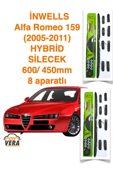 Inwells Alfa Romeo 159  (2005-2011) Inwells HYBRİD 8 aparatlı Silecek Takımı  600x450