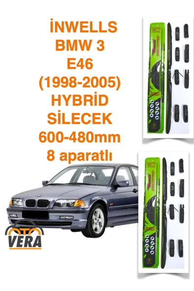 Inwells BMW 3 E46  (1998-2005) Inwells HYBRİD 8 aparatlı Silecek Takımı  600x480