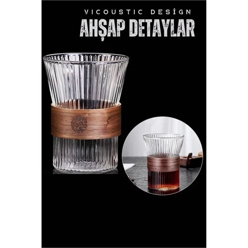 ModaCar 4 ADET Ahşap Detaylı Bardak Vicoustic Design 718279 Toptan Paket