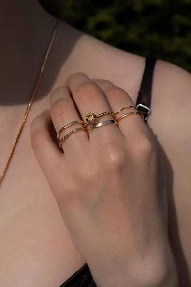 KOTON 6'lı Altın Renkli Yüzük Ve Eklem Yüzük Set - 6