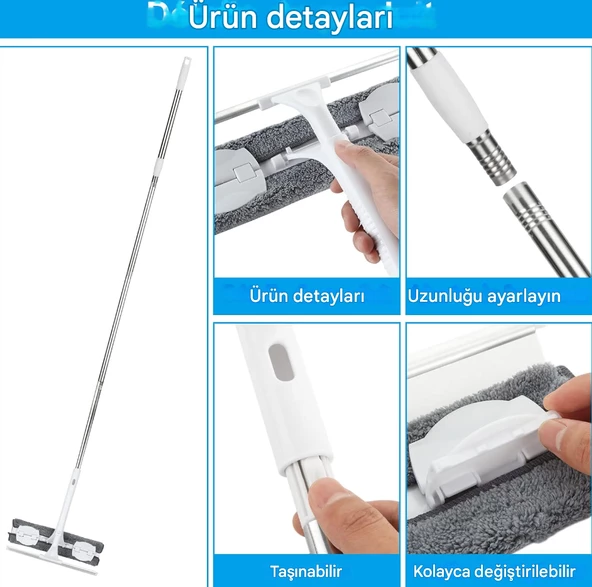 QASUL Pencere Sileceği Temizleyici 2'si 1 Arada Pencere Temizleme Aracı Araba Ön Cam Temizleme Kiti Uzatma Direği ile Yıkama Ekipmanı İç Mekan/Dış Mekan Pencereleri - 4