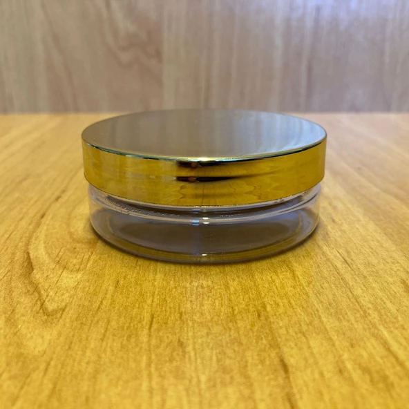 50 ml Gold Kapaklı Sert Plastik Şeffaf Krem Kavanozu x 3 Adet - 2