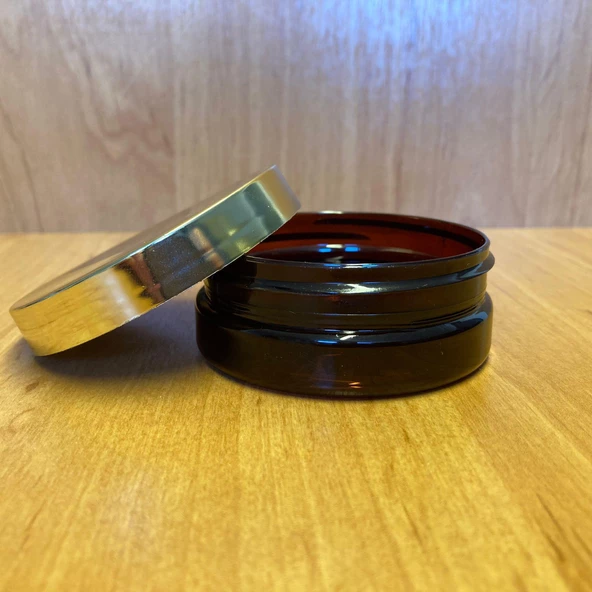 50 ml Gold Kapaklı Sert Plastik Kahverengi Krem Kavanozu x 3 Adet