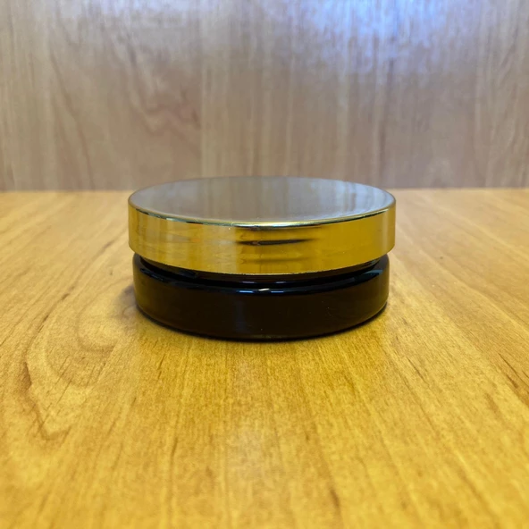 50 ml Gold Kapaklı Sert Plastik Kahverengi Krem Kavanozu x 3 Adet - 2