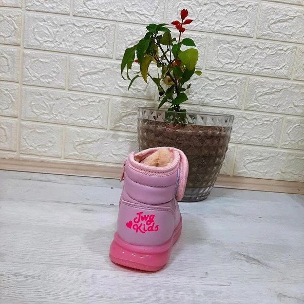 Twingo 9100 Pembe Cırtlı Fermuarlı İçi Kürklü Kız Çocuk Bebe Bot - 5