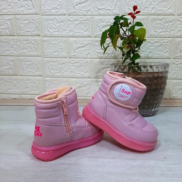 Twingo 9100 Pembe Cırtlı Fermuarlı İçi Kürklü Kız Çocuk Bebe Bot - 2