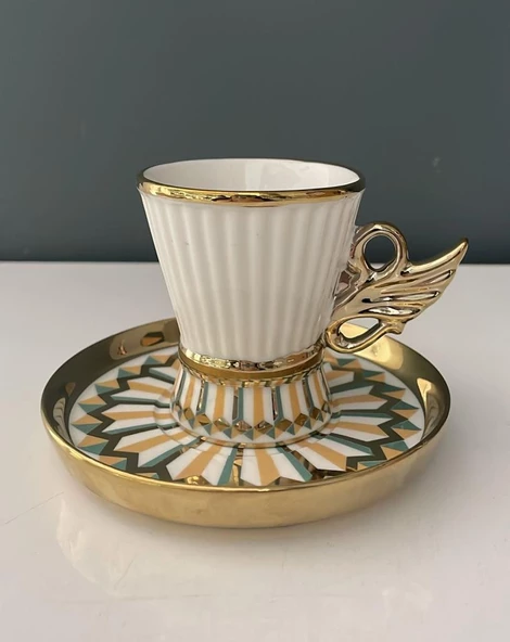 ROYKING YEŞİL-SARI 6 KİŞİLİK KAHVE FİNCAN TAKIMI