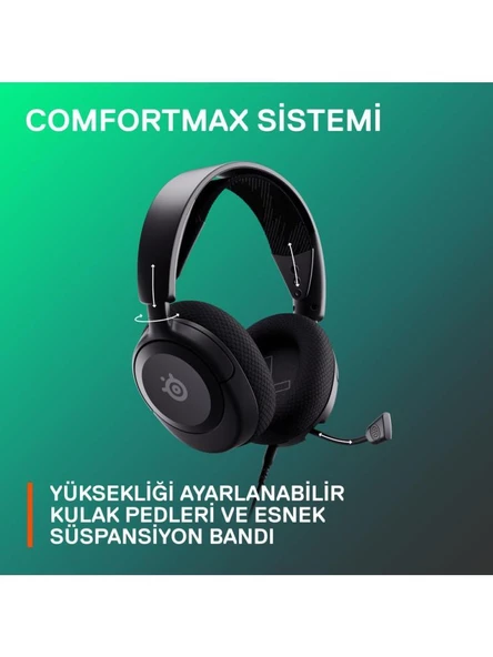 SteelSeries Arctis Nova 1 Siyah Kablolu Mikrofonlu Kulak Üstü Oyuncu Kulaklığı - Teşhir - Resim 4