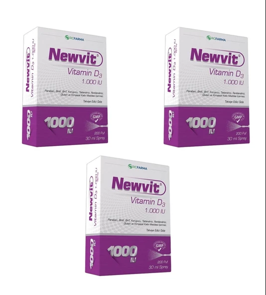 Newvit Vitamin D3 1000 IU 30 ml Sprey 3'lü Set