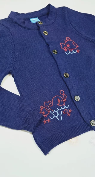 Balık Nakışlı Erkek Çocuk Hırka - 3