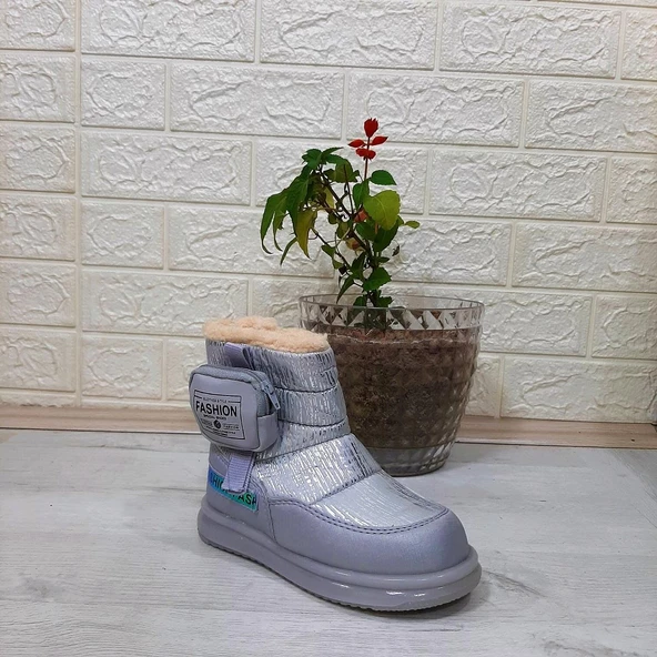 Twingo 9080 Gümüş Renk İçi Kürklü Fermuarlı 15cm Kız Çocuk Bot - 3