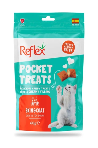 Reflex Pocket Treats Deri ve Tüy Bakımı Yetişkin Kedi Ödül Maması 60gr