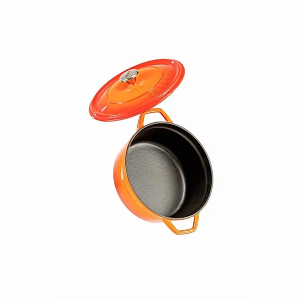 HOSSE 26 cm Döküm Kısa Tencere Turuncu - 2
