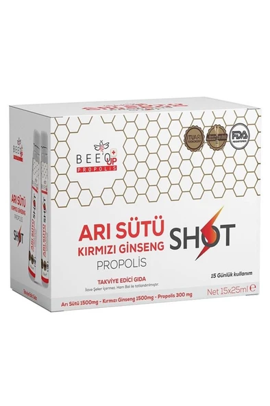 Bee'o Up Propolis Arı Sütü Kırmızı Ginseng Shot 15 X 25 ml - SKT:08/2027