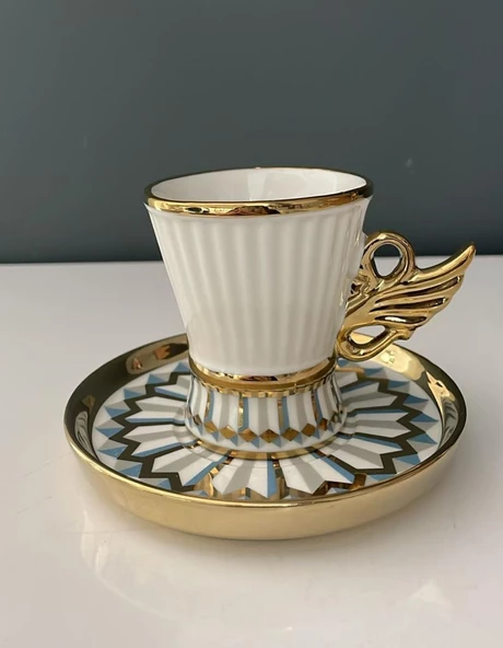 ROYKING MAVİ-GRİ 6 KİŞİLİK KAHVE FİNCAN TAKIMI