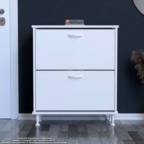 Modilayn UMAY Antre Hol 72 x 90 x 25, 5 cm’ lik 2 Düşer Kapak 4 Göz Raf Bölmeli Ayakkabılık
