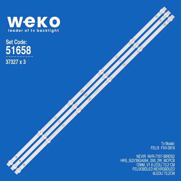 WKSET-6658 37327X3 HRS_SQY39GA064_3X6_2W_MCPCB 12MM_V1 3 ADET LED BAR