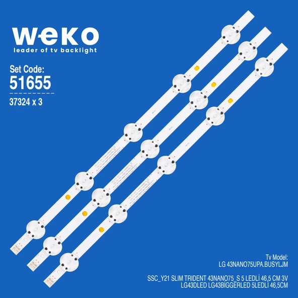 WKSET-6655 37324X3 SSC_Y21 SLIM TRIDENT 43NANO75_S  3 ADET LED BAR