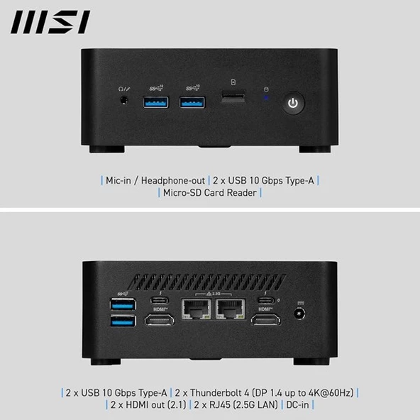 MSI CUBI NUC 1M-003Eu CORE 3 100U-40GB DDR5 RAM-512GB NVME-W11 PRO MINI PC - Resim 3