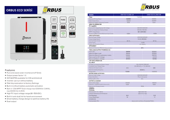 ORBUS ECO 4.2 kW 24 V Mppt Akıllı İnverter - 2