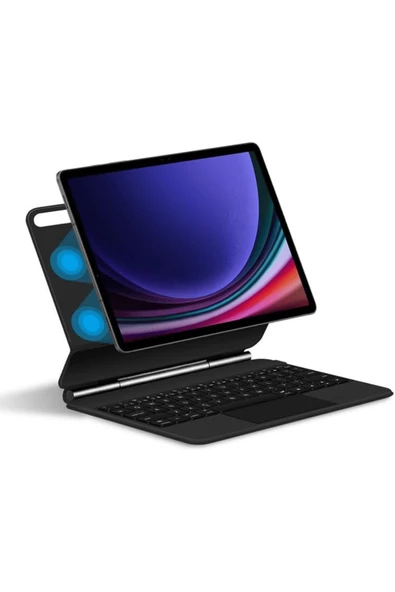 Galaxy X510 Tab S9 FE Uyumlu 11 inç Ledli Klavyeli Magnetik Tablet Kılıfı - Resim 3