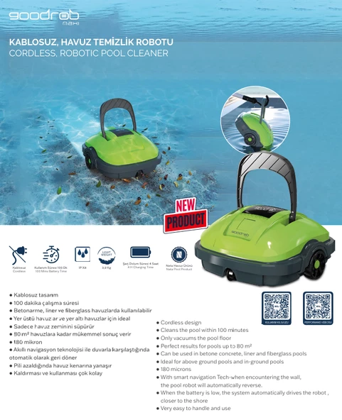 Goodrob Kablosuz Havuz Temizlik Robotu 30w-Cordless Robotic Pool Cleaner-ToptancıyızBiz - 4