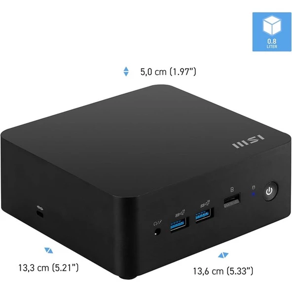 MSI CUBI NUC 1M-003Eu CORE 3 100U-40GB DDR5 RAM-512GB NVME-W11 PRO MINI PC - Resim 2