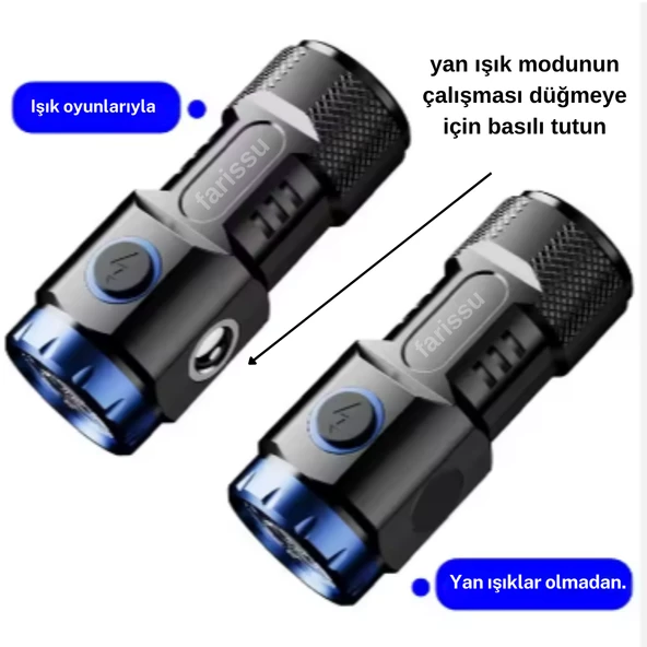8x LED Yüksek Parlaklıkta Mini El Feneri – USB Şarjlı, Mıknatıslı ve Taşınabilir Çalışma Işığı - 5