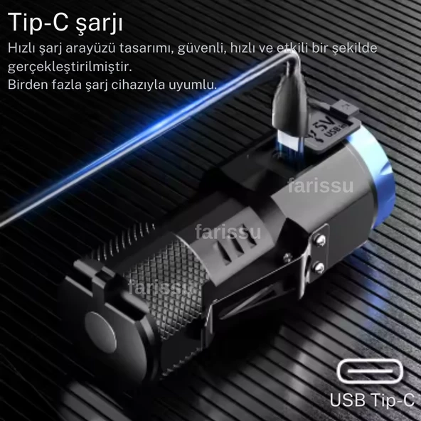 8x LED Yüksek Parlaklıkta Mini El Feneri – USB Şarjlı, Mıknatıslı ve Taşınabilir Çalışma Işığı - 4