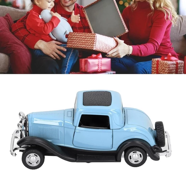 Nostaljik Klasik Metal Çek Bırak Araba Kapılar Açılır Mavi ( 1/36 Ölçek ) - 4