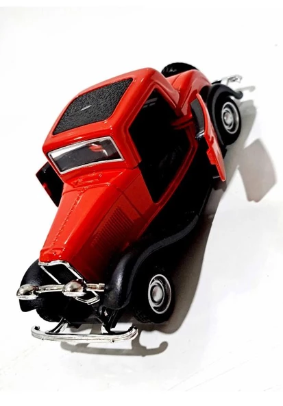 Nostaljik Klasik Metal Çek Bırak Araba Kapılar Açılır Kırmızı ( 1/36 Ölçek )
