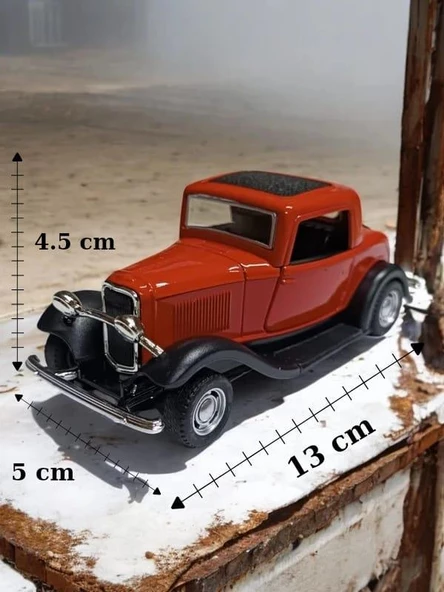 Nostaljik Klasik Metal Çek Bırak Araba Kapılar Açılır Kırmızı ( 1/36 Ölçek ) - 3