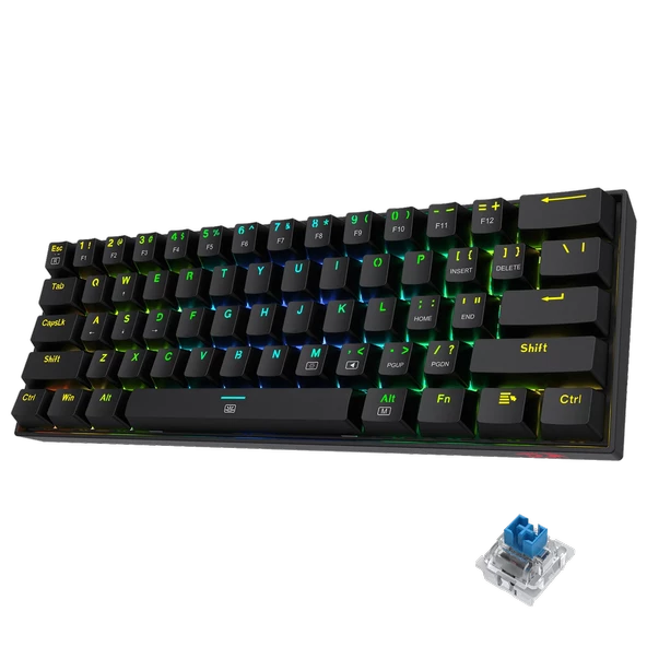 REDRAGON K630-RGB BLUE SWITCH KABLOLU MEKANİK GAMİNG Q KLAVYE SİYAH