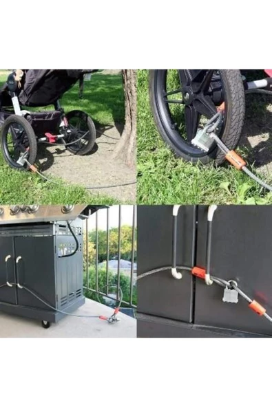 Xbyc 4502K Güçlü Çelik Kablo Halat Kilit 8 x 1200 mm Motosiklet Bisiklet Kilidi - 3
