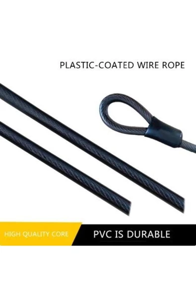 Xbyc 4502K Güçlü Çelik Kablo Halat Kilit 8 x 1200 mm Motosiklet Bisiklet Kilidi - 5