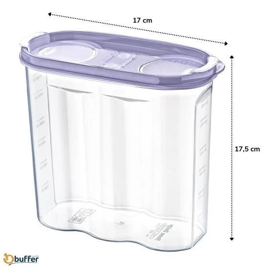 2 Kapaklı Ölçekli Erzak Kuru Gıda Saklama Kutusu Kabı - 1,7 Litre - SA935 - 4