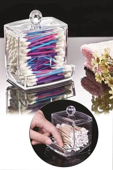 Şeffaf Kapaklı Kulak Temizleme Çubuğu Organizatörü Saklama Kutusu - 6