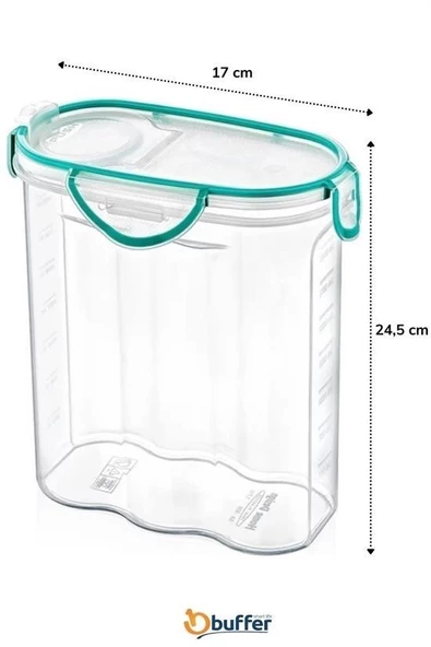 Kilitli Kapaklı Contalı Hava,Su Sıvı Geçirmez 2,4 Litre Erzak Saklama Kabı-SA590 - 8