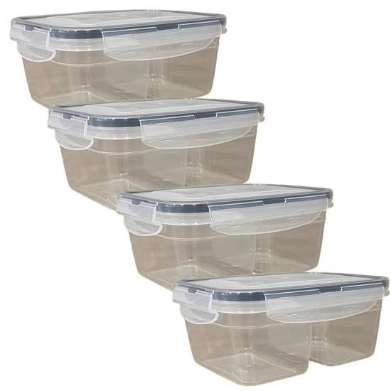 2 Bölmeli 0,45+0,45 Litre Kilitli Kapaklı Erzak Saklama Kabı LC-524 - 8