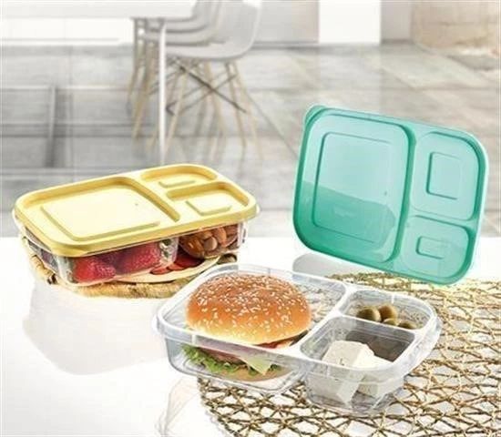 3 Bölmeli Sefer Tası Pratik Kolay Gıda Diyet Saklama Erzak Kabı - 8