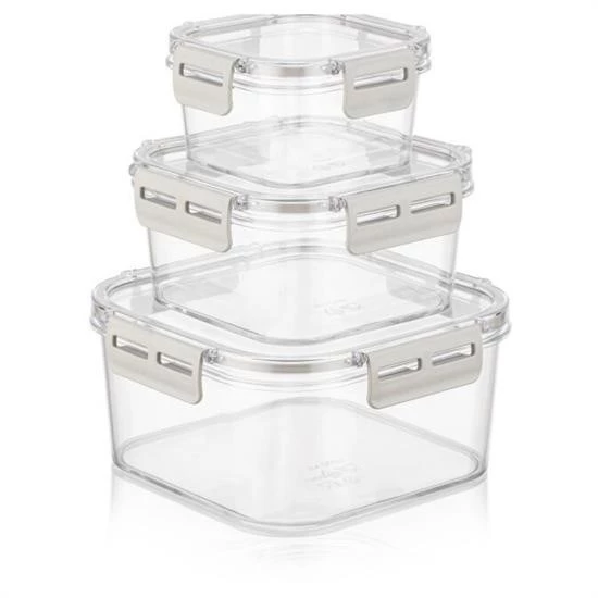 3'lü Pratik Silikon Contalı Sızdırmaz Kapaklı Sağlam İstiflenebilir Saklama Kapları - 4