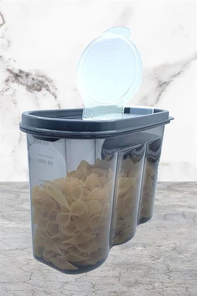 2 Kapaklı Ölçekli Erzak Saklama Kabı - 1,2 Litre - SA930 - 8