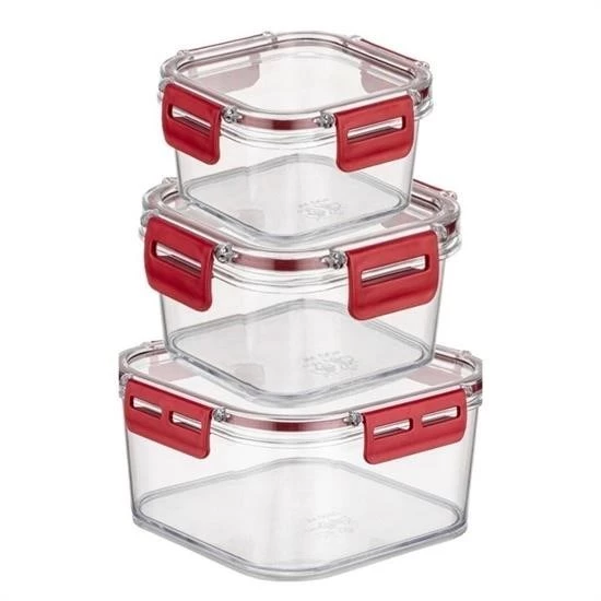 3'lü Pratik Silikon Contalı Sızdırmaz Kapaklı Sağlam İstiflenebilir Saklama Kapları - 2