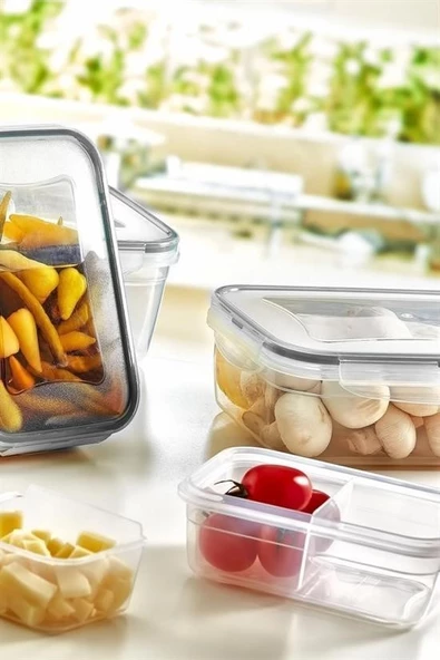 2 Bölmeli Sızdırmaz Contalı Kilitli Kapaklı 1 Litre Erzak Saklama Kabı -LC505 - 7