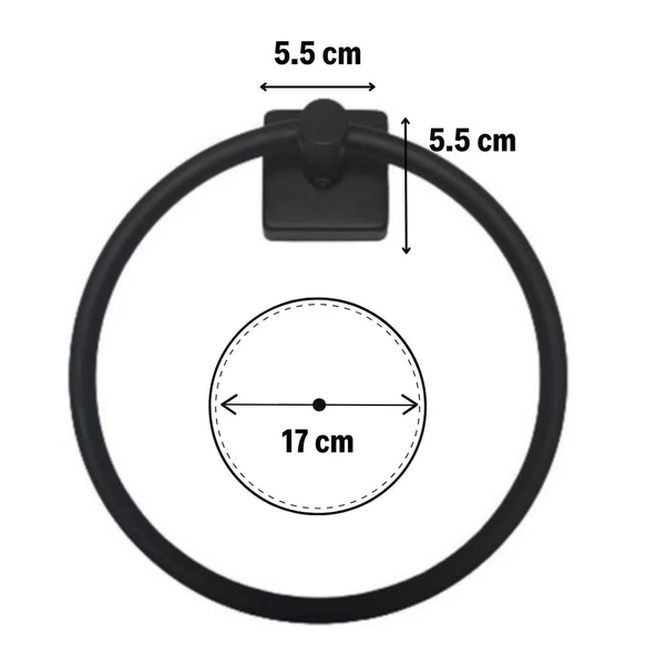 Kendiliğinden Yapışkanlı Siyah Paslanmaz Metal Yuvarlak Havluluk - 5