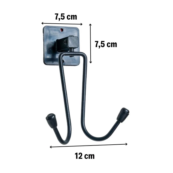 Kendiliğinden Yapışkanlı Siyah Paslanmaz Metal Bornoz ve Havlu Askılığı - 3