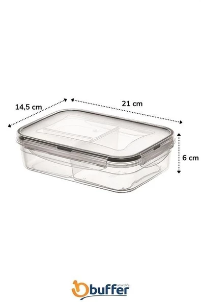 3 Bölmeli Kilitli Kapaklı 1 Litre Erzak Saklama Kabı LC-510 - 8