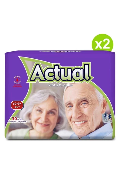 ACTUAL 2'li Large Beden Büyük Boy Yetişkin Hasta Bezi 30x2 (60 Adet) - Resim 2