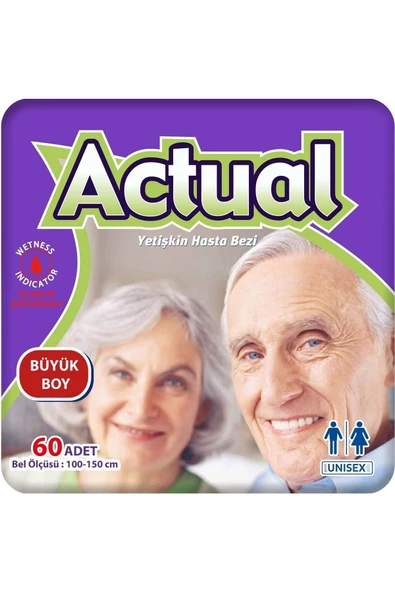 ACTUAL 2'li Large Beden Büyük Boy Yetişkin Hasta Bezi 30x2 (60 Adet) ürün görseli